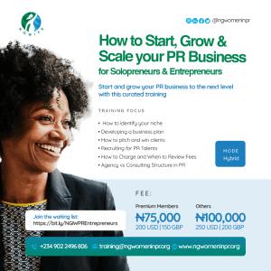 How to start, grow and scale your PR business training flyer