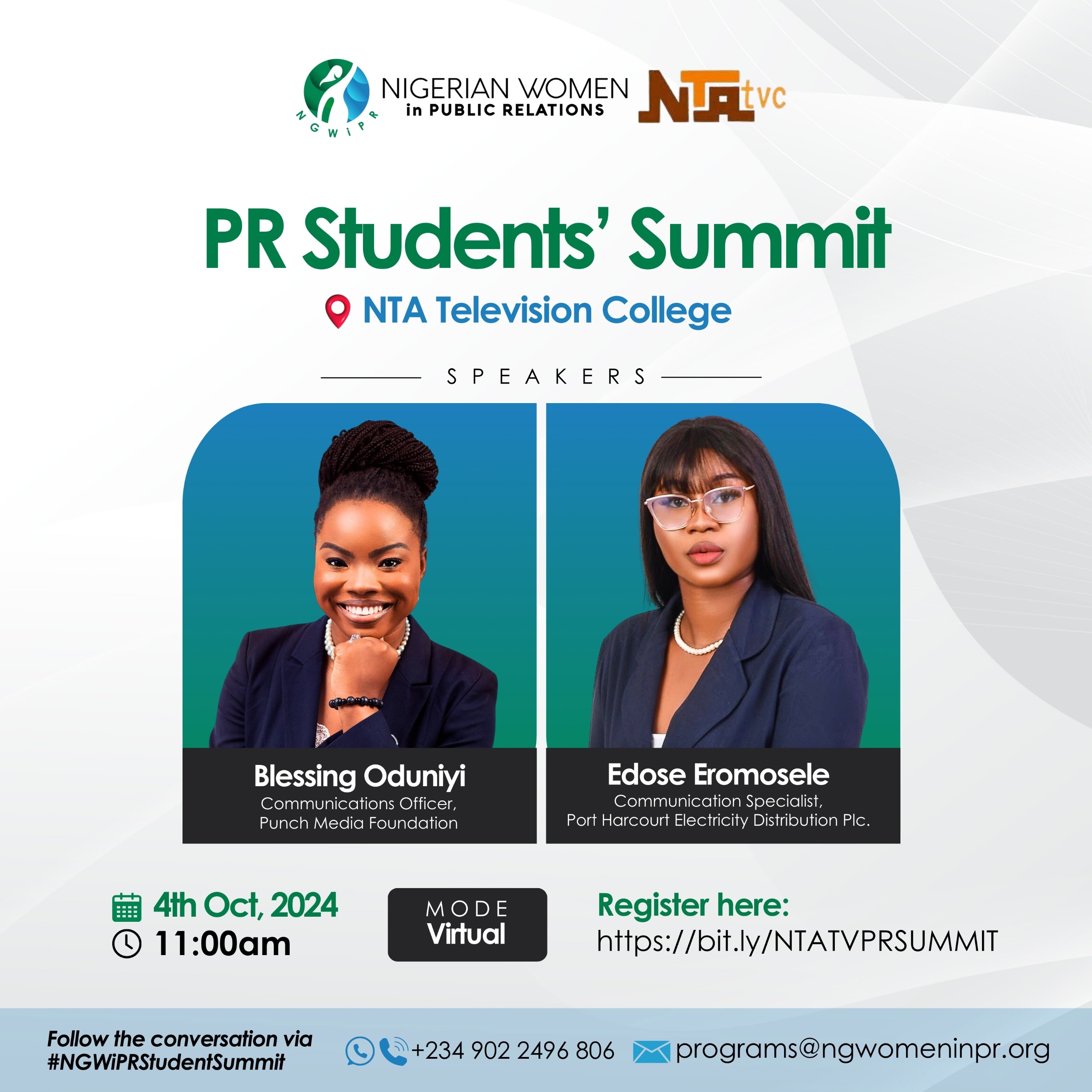 Nigerian Women in Public Relations Encourages NTA Television College Students to start their careers early in Public Relations.